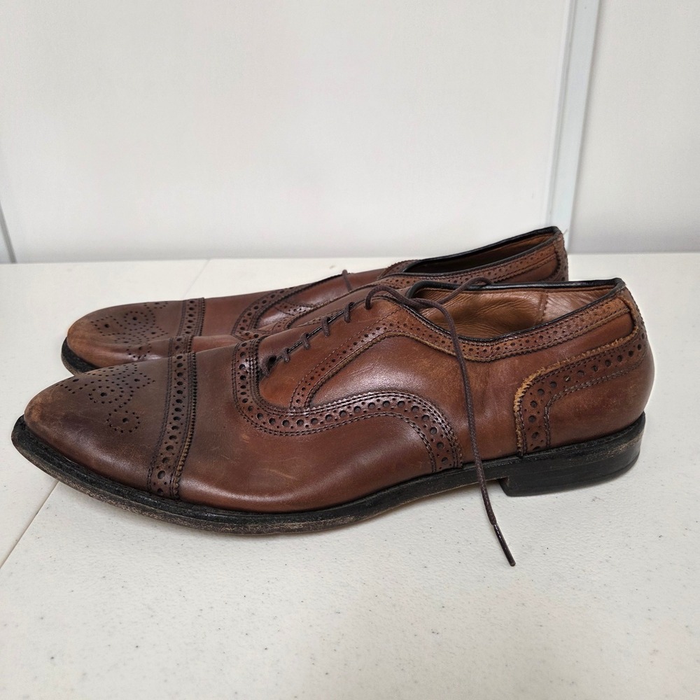 Allen Edmonds Strand 1623 Mens 11.5 D Walnut Brown Leather Brogue Cap Toe Oxford